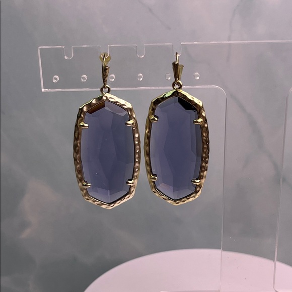 Kendra Scott Ella Iolite Purple Crystal Glass & Gold Faceted Drop Earrings